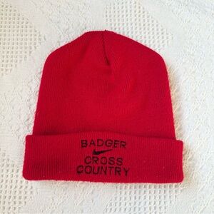 Vintage University of Wisconsin Hat Beanie Adult Red Badgers Nike Cross Country